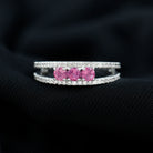 Pink Tourmaline and Diamond Split Shank Anniversary Ring Pink Tourmaline - ( AAA ) - Quality - Rosec Jewels