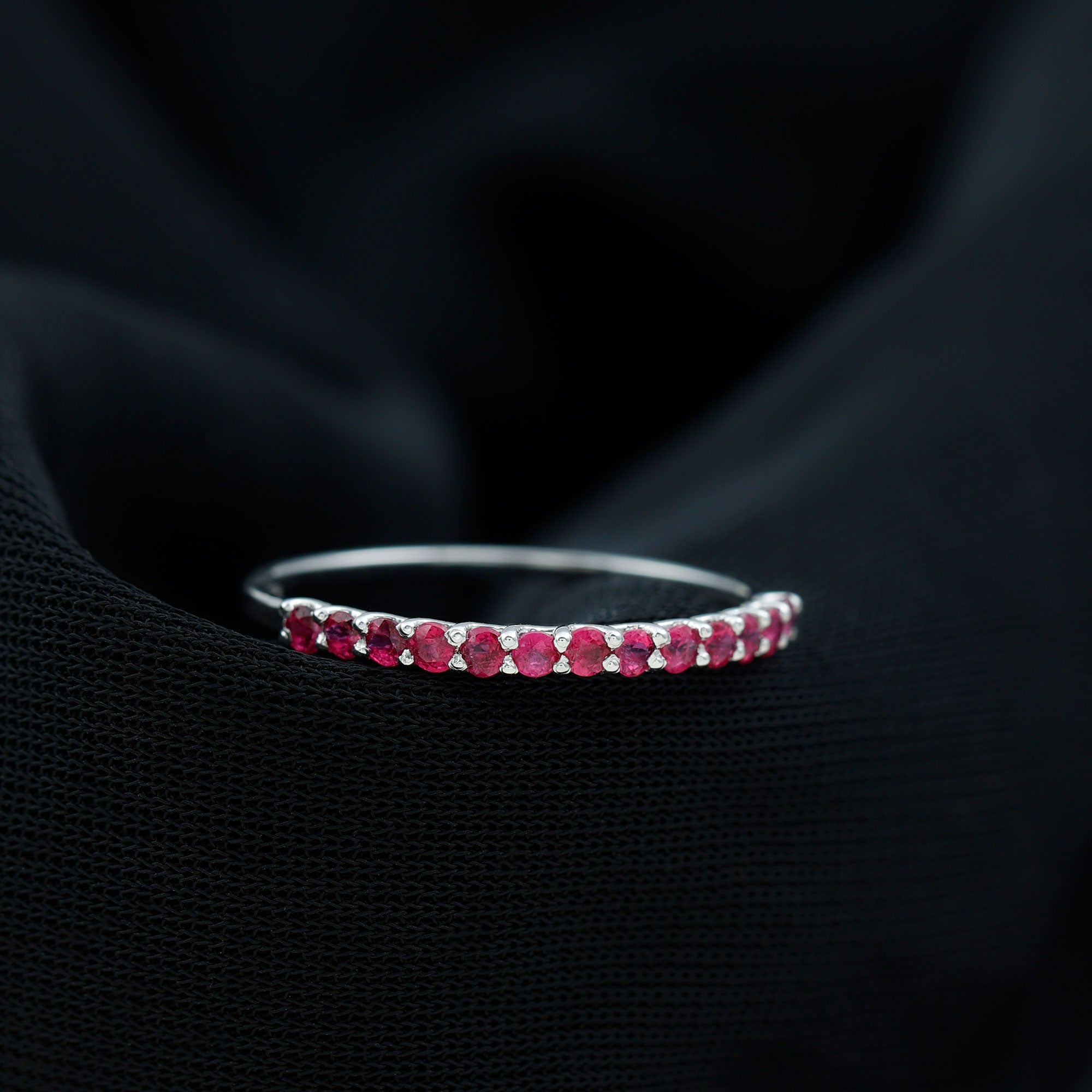 0.50 CT Round Cut Ruby Enhancer Stackable Ring Ruby - ( AAA ) - Quality - Rosec Jewels