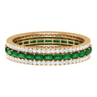 Baguette Cut Lab Grown Emerald and Moissanite Wedding Band Lab Created Emerald - ( AAAA ) - Quality - Rosec Jewels