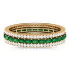 Baguette Cut Lab Grown Emerald and Moissanite Wedding Band Lab Created Emerald - ( AAAA ) - Quality - Rosec Jewels