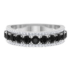 2 CT Created Black Diamond Anniversary Ring with White Diamond Accents Lab Created Black Diamond - ( AAAA ) - Quality - Rosec Jewels