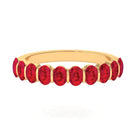 Oval Cut Created Ruby Half Eternity Ring in Bar Setting Lab Created Ruby - ( AAAA ) - Quality - Rosec Jewels