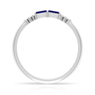 0.25 CT Baguette Shape Blue Sapphire Stackable Ring with Diamond Blue Sapphire - ( AAA ) - Quality - Rosec Jewels