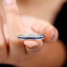 3/4 CT Blue Sapphire Half Eternity Band Ring in Channel Setting Blue Sapphire - ( AAA ) - Quality - Rosec Jewels