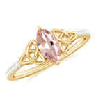 1 CT Marquise Cut Morganite Solitaire Ring with Diamond Side Stones and Celtic Details Morganite - ( AAA ) - Quality - Rosec Jewels