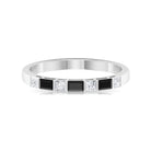 3/4 CT Minimal Black Onyx Seven Stone Band Ring with Diamond Black Onyx - ( AAA ) - Quality - Rosec Jewels