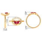 Pear Cut Ruby Toi et Moi Contemporary Ring with Diamond Ruby - ( AAA ) - Quality - Rosec Jewels