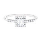 Princess Cut Moissanite Engagement Ring with Halo and Side Stones Moissanite - ( D-VS1 ) - Color and Clarity - Rosec Jewels