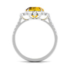 Created Yellow Sapphire Floral Engagement Ring with Moissanite Lab Created Yellow Sapphire - ( AAAA ) - Quality - Rosec Jewels