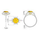 Created Yellow Sapphire Floral Engagement Ring with Moissanite Lab Created Yellow Sapphire - ( AAAA ) - Quality - Rosec Jewels