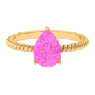 Pear Created Pink Sapphire Solitaire Engagement Ring Lab Created Pink Sapphire - ( AAAA ) - Quality - Rosec Jewels