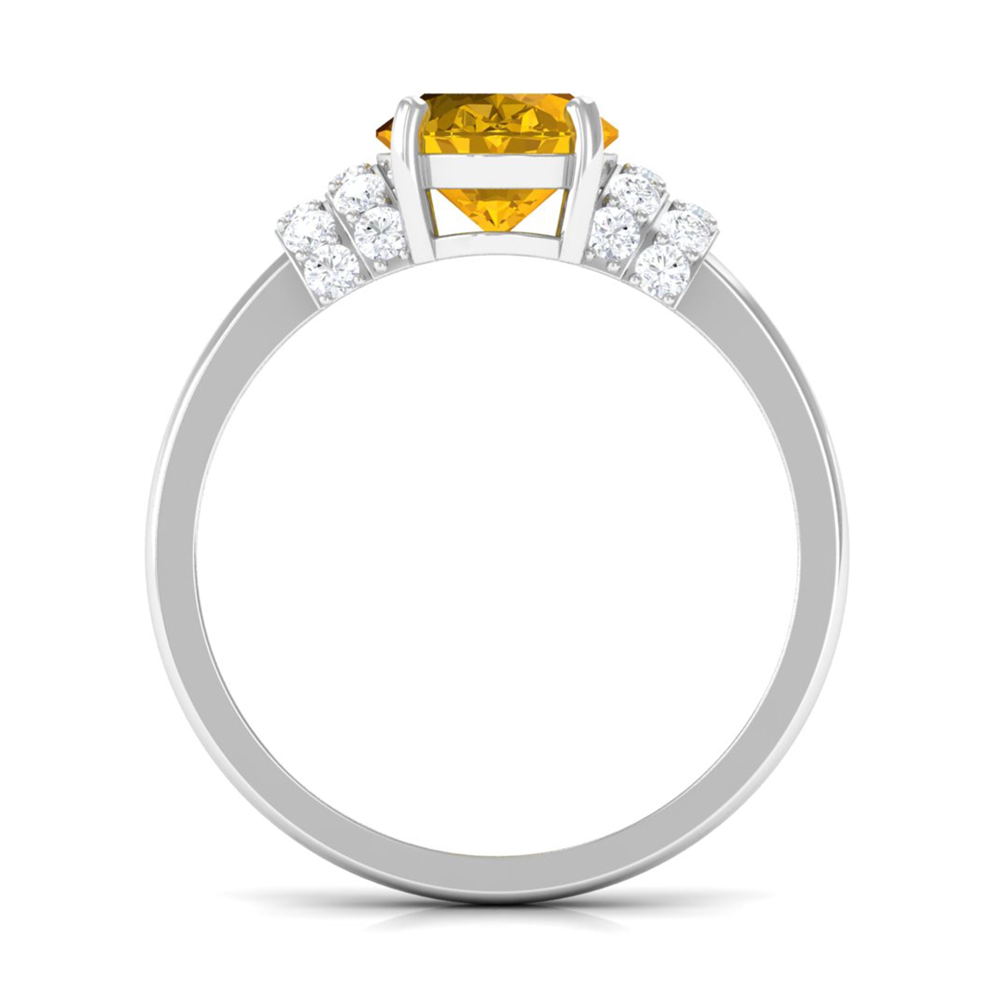 Created Yellow Sapphire Oval Engagement Ring with Diamond Accent Lab Created Yellow Sapphire - ( AAAA ) - Quality - Rosec Jewels