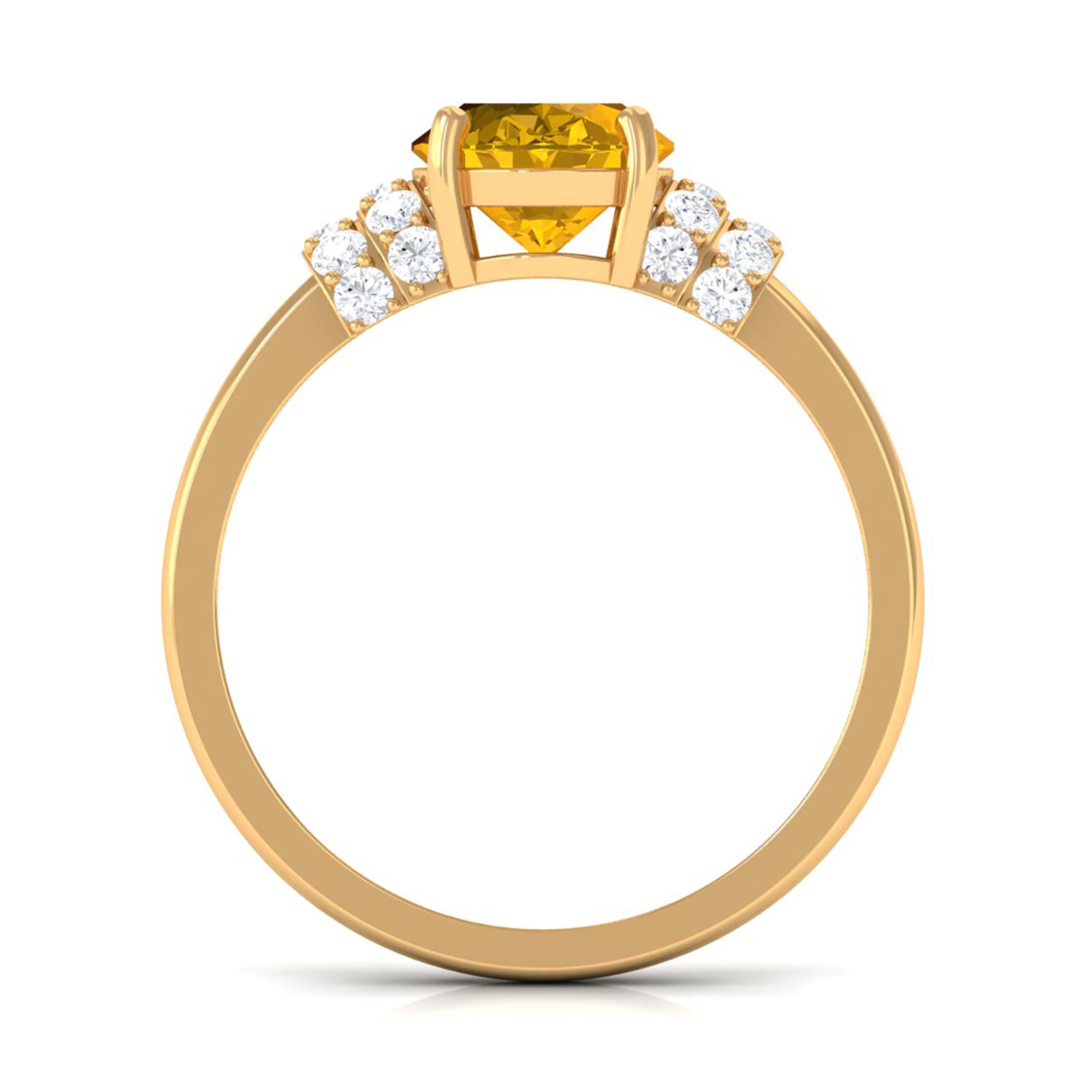 Created Yellow Sapphire Oval Engagement Ring with Diamond Accent Lab Created Yellow Sapphire - ( AAAA ) - Quality - Rosec Jewels