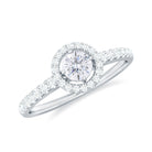 Round Cut Moissanite Halo Promise Ring in Gold Moissanite - ( D-VS1 ) - Color and Clarity - Rosec Jewels