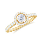 Round Cut Moissanite Halo Promise Ring in Gold Moissanite - ( D-VS1 ) - Color and Clarity - Rosec Jewels