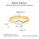 Petal Prong Set Round Moissanite Solitaire Engagement Ring Moissanite - ( D-VS1 ) - Color and Clarity - Rosec Jewels