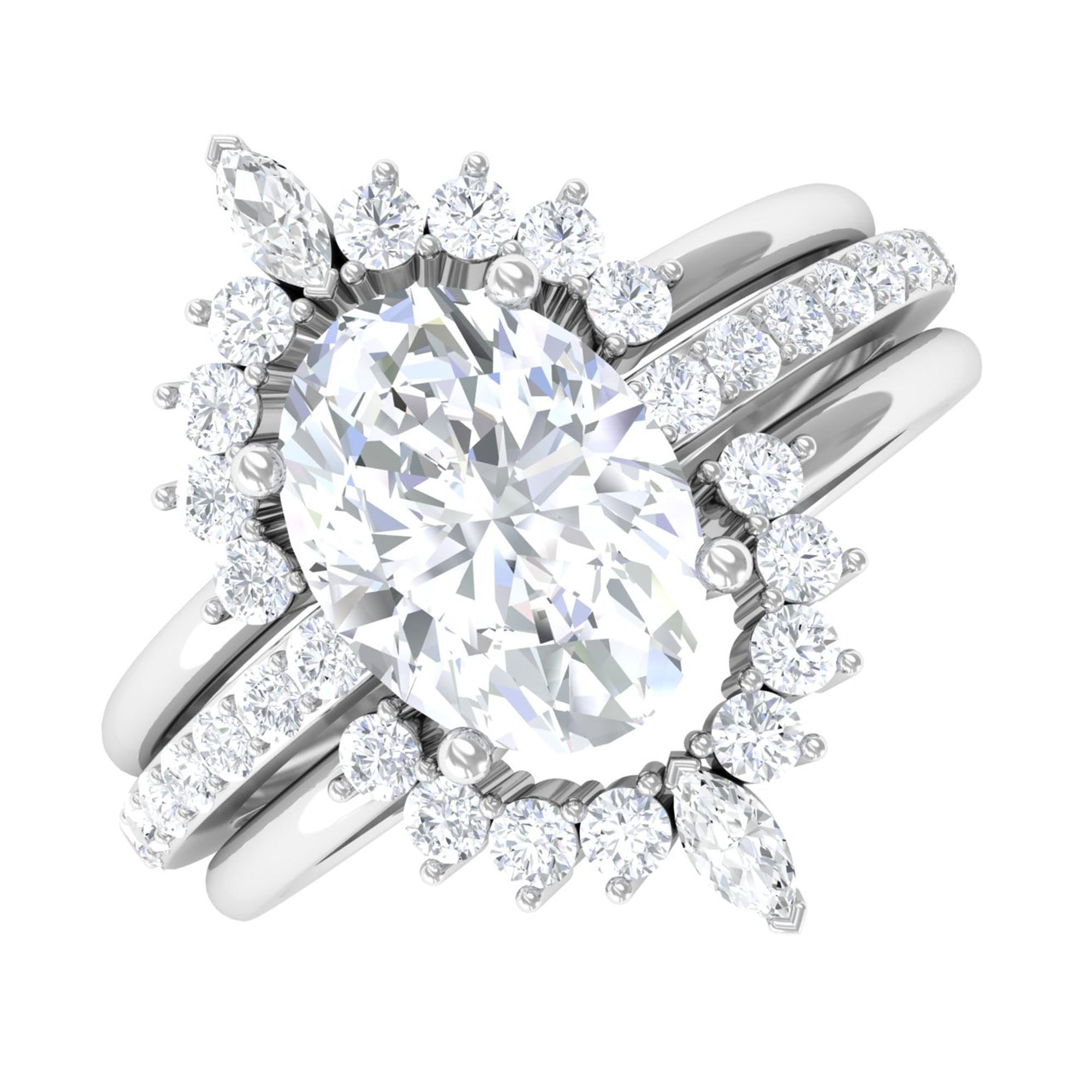 Rosec Jewels-Certified Moissanite Wedding Engagement Ring Set of 3