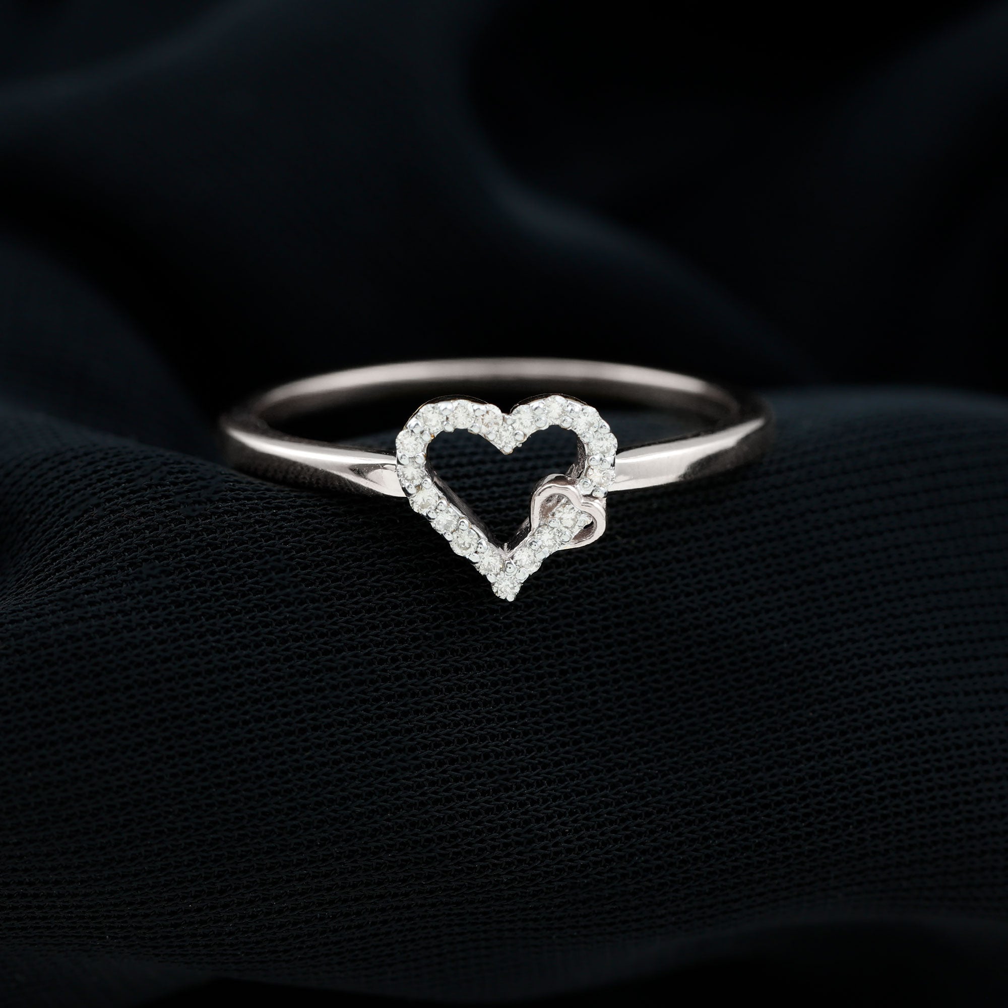 Certified Diamond Open Heart Promise Ring Diamond - ( HI-SI ) - Color and Clarity - Rosec Jewels