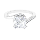 Designer Solitaire Cubic Zirconia Bypass Engagement Ring Zircon - ( AAAA ) - Quality - Rosec Jewels