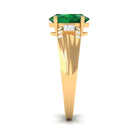 Solitaire Lab Grown Emerald Oval Engagement Ring with Diamond Lab Created Emerald - ( AAAA ) - Quality - Rosec Jewels