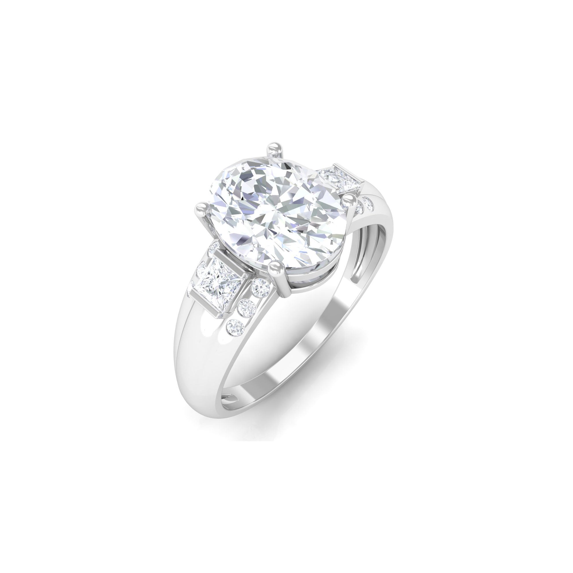 Oval Cubic Zirconia Solitaire Engagement Ring Zircon - ( AAAA ) - Quality - Rosec Jewels