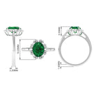 Lab Grown Emerald Vintage Style Engagement Ring with Diamond Lab Created Emerald - ( AAAA ) - Quality - Rosec Jewels