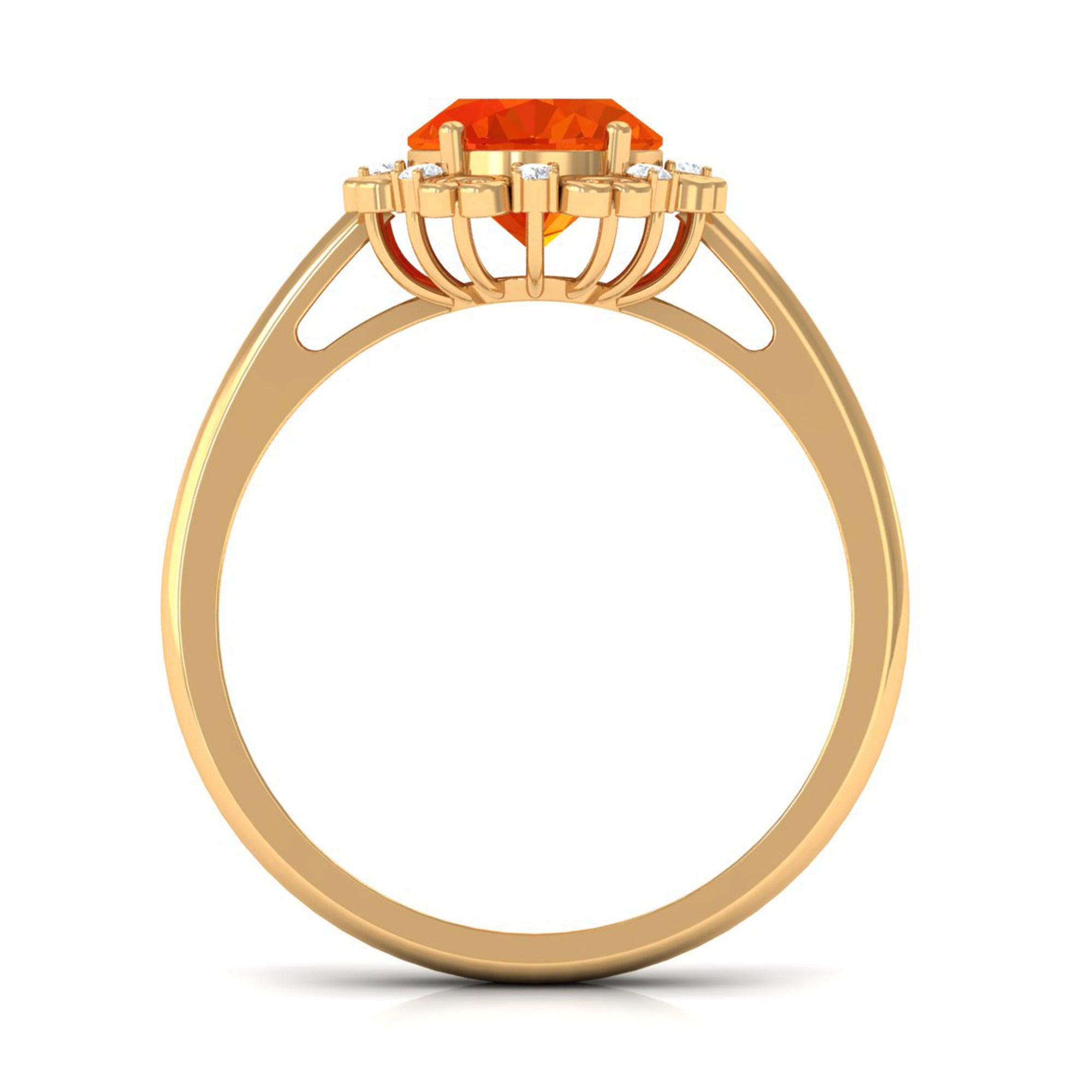 Lab Grown Orange Sapphire Vintage Style Engagement Ring with Diamond Lab Created Orange Sapphire - ( AAAA ) - Quality - Rosec Jewels