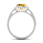 Vintage Inspired Lab Grown Yellow Sapphire Oval Engagement Ring Lab Created Yellow Sapphire - ( AAAA ) - Quality - Rosec Jewels