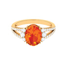 Classic Lab Created Orange Sapphire Oval Engagement Ring With Moissanite Lab Created Orange Sapphire - ( AAAA ) - Quality - Rosec Jewels