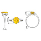 Lab Grown Yellow Sapphire Oval Engagement Ring With Moissanite Lab Created Yellow Sapphire - ( AAAA ) - Quality - Rosec Jewels