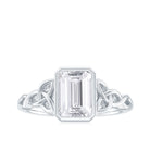 Emerald Cut Zircon Celtic Solitaire Engagement Ring Zircon - ( AAAA ) - Quality - Rosec Jewels