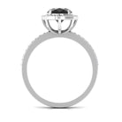 Created Black Diamond Halo Engagement Ring with Diamond Lab Created Black Diamond - ( AAAA ) - Quality - Rosec Jewels