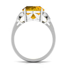 Oval Created Yellow Sapphire Solitaire Engagement Ring Lab Created Yellow Sapphire - ( AAAA ) - Quality - Rosec Jewels