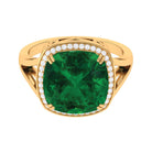 Cushion Cut Created Emerald Halo Cocktail Ring with Diamond Lab Created Emerald - ( AAAA ) - Quality - Rosec Jewels