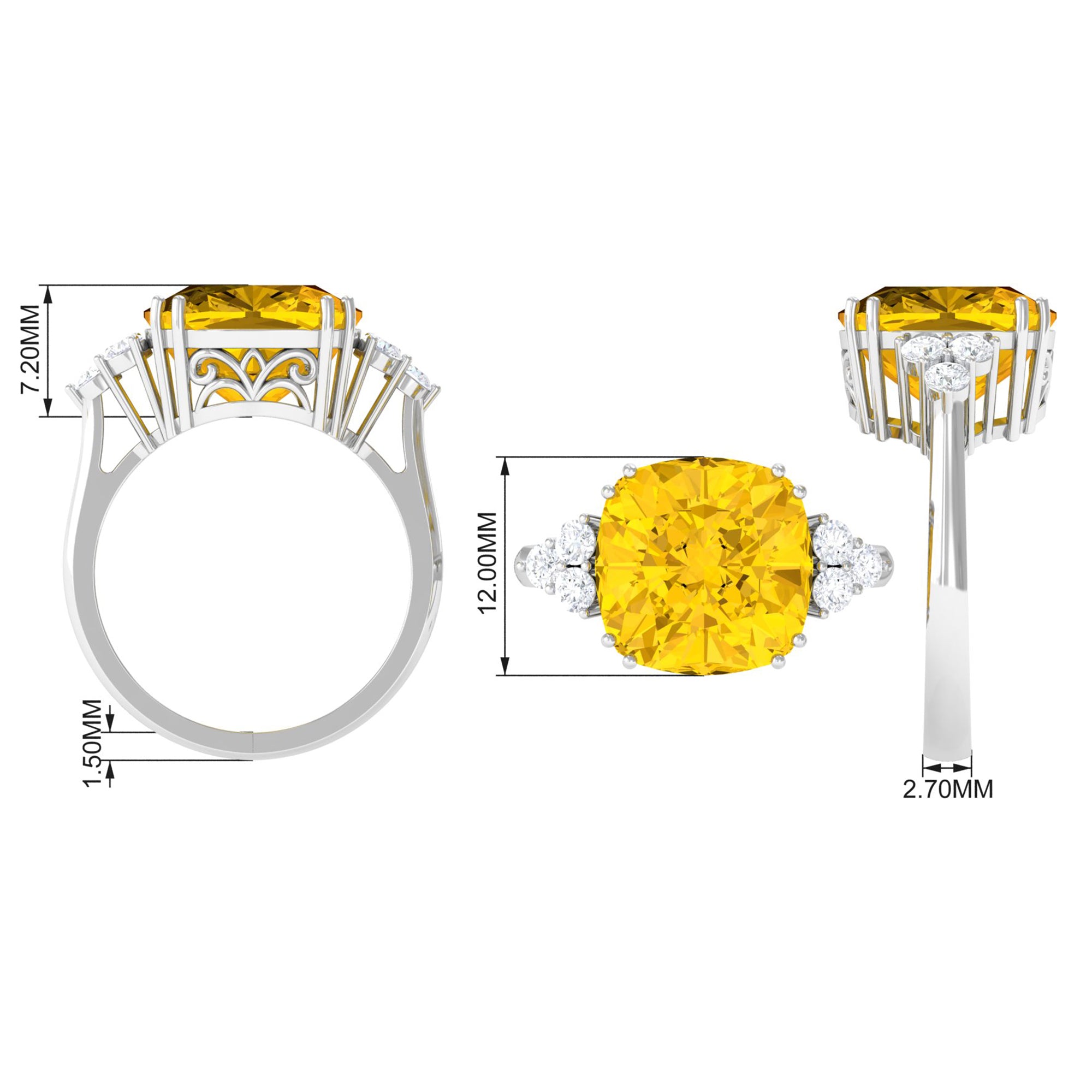 Lab Created Yellow Sapphire Solitaire Engagement Ring Lab Created Yellow Sapphire - ( AAAA ) - Quality - Rosec Jewels