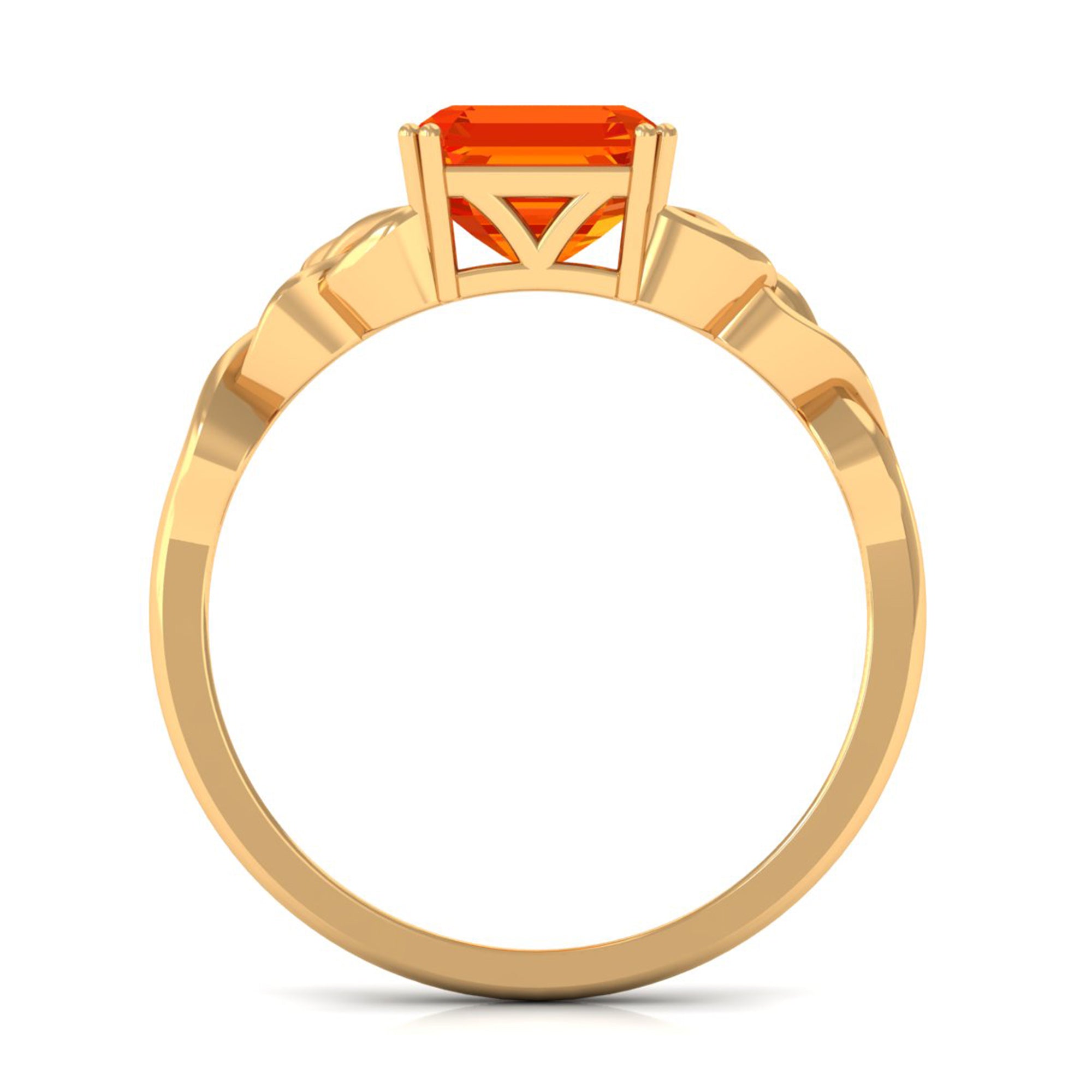 8 MM Asscher Cut Lab Grown Orange Sapphire Solitaire Celtic Engagement Ring Lab Created Orange Sapphire - ( AAAA ) - Quality - Rosec Jewels