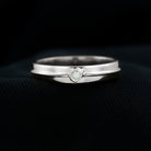 Half Bezel Set Round Moissanite Wedding Band Ring Moissanite - ( D-VS1 ) - Color and Clarity - Rosec Jewels