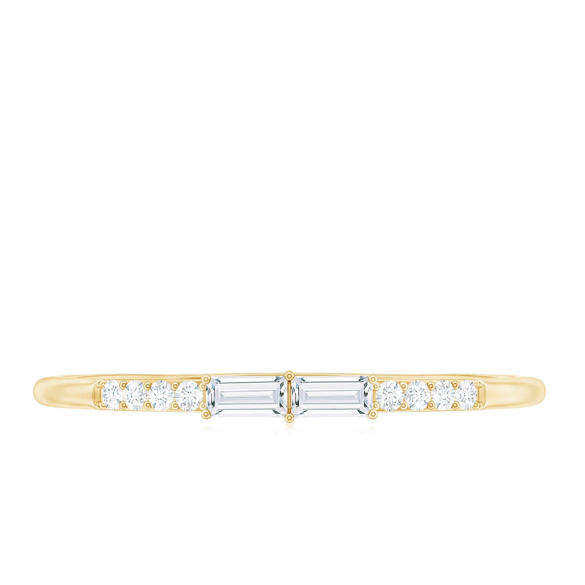 East West Diamond Minimal Stackable Ring in Prong Setting Diamond - ( HI-SI ) - Color and Clarity - Rosec Jewels