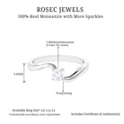 Cute Moissanite Solitaire Bypass Ring Moissanite - ( D-VS1 ) - Color and Clarity - Rosec Jewels