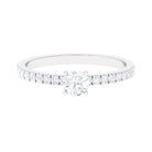 3/4 CT Simple Moissanite Solitaire Ring with Side Stone Moissanite - ( D-VS1 ) - Color and Clarity - Rosec Jewels