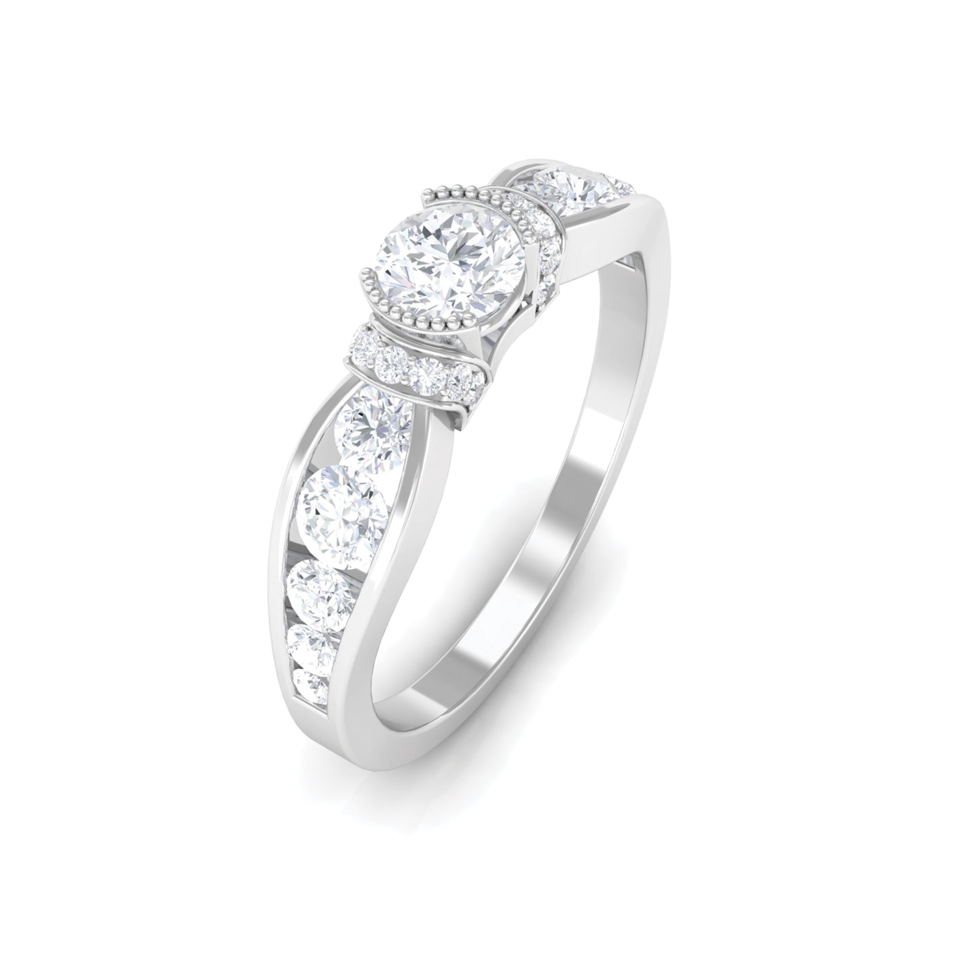 1 CT Graduated Style Moissanite Anniversary Ring Moissanite - ( D-VS1 ) - Color and Clarity - Rosec Jewels