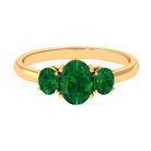 Oval Shape Lab Grown Emerald Three Stone Engagement Ring Lab Created Emerald - ( AAAA ) - Quality - Rosec Jewels