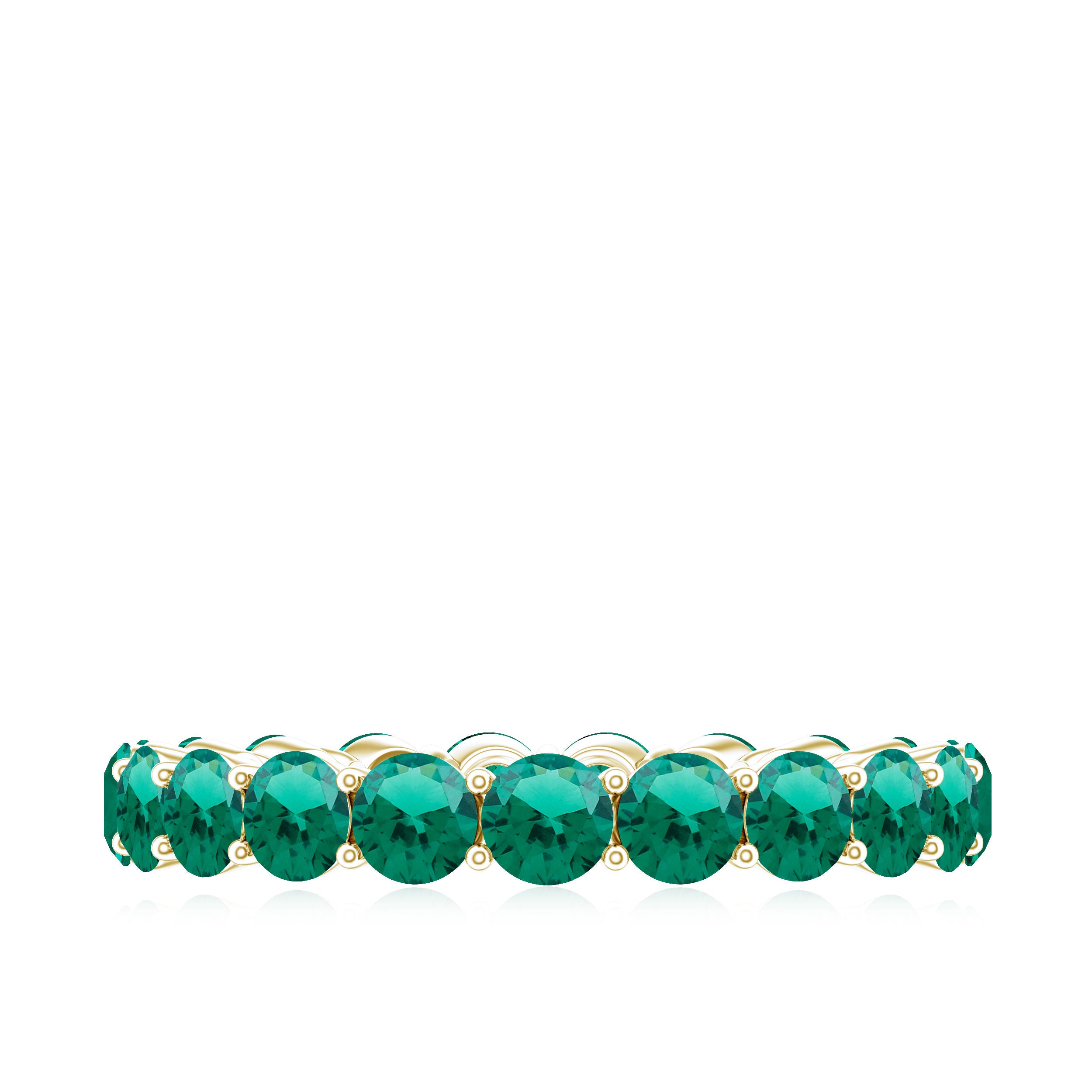 2.5 CT Round Lab-Created Emerald Full Eternity Band Ring in Gold Lab Created Emerald - ( AAAA ) - Quality - Rosec Jewels