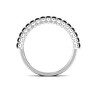 Trendy Black and White Diamond Semi Eternity Ring Black Diamond - ( AAA ) - Quality - Rosec Jewels