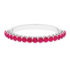 Natural Ruby Simple Stackable Ring with Diamond Accent Ruby - ( AAA ) - Quality - Rosec Jewels