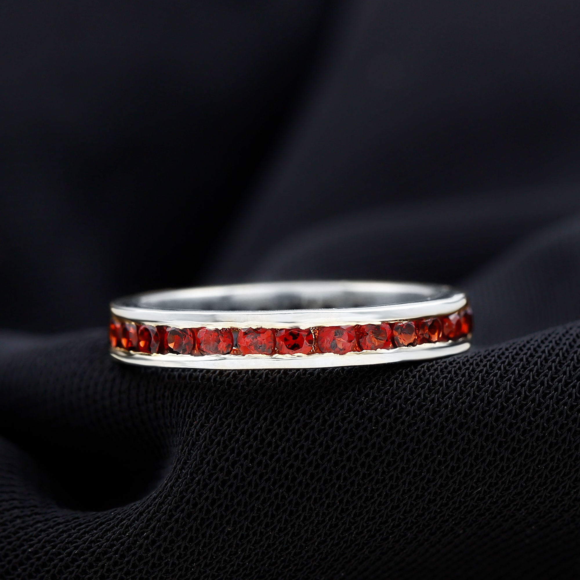 1.50 Ct Channel Set Round Garnet Eternity Band Ring in Gold Garnet - ( AAA ) - Quality - Rosec Jewels