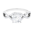 4 CT Cushion Cut Moissanite Solitaire Crossover Ring in Gold Moissanite - ( D-VS1 ) - Color and Clarity - Rosec Jewels