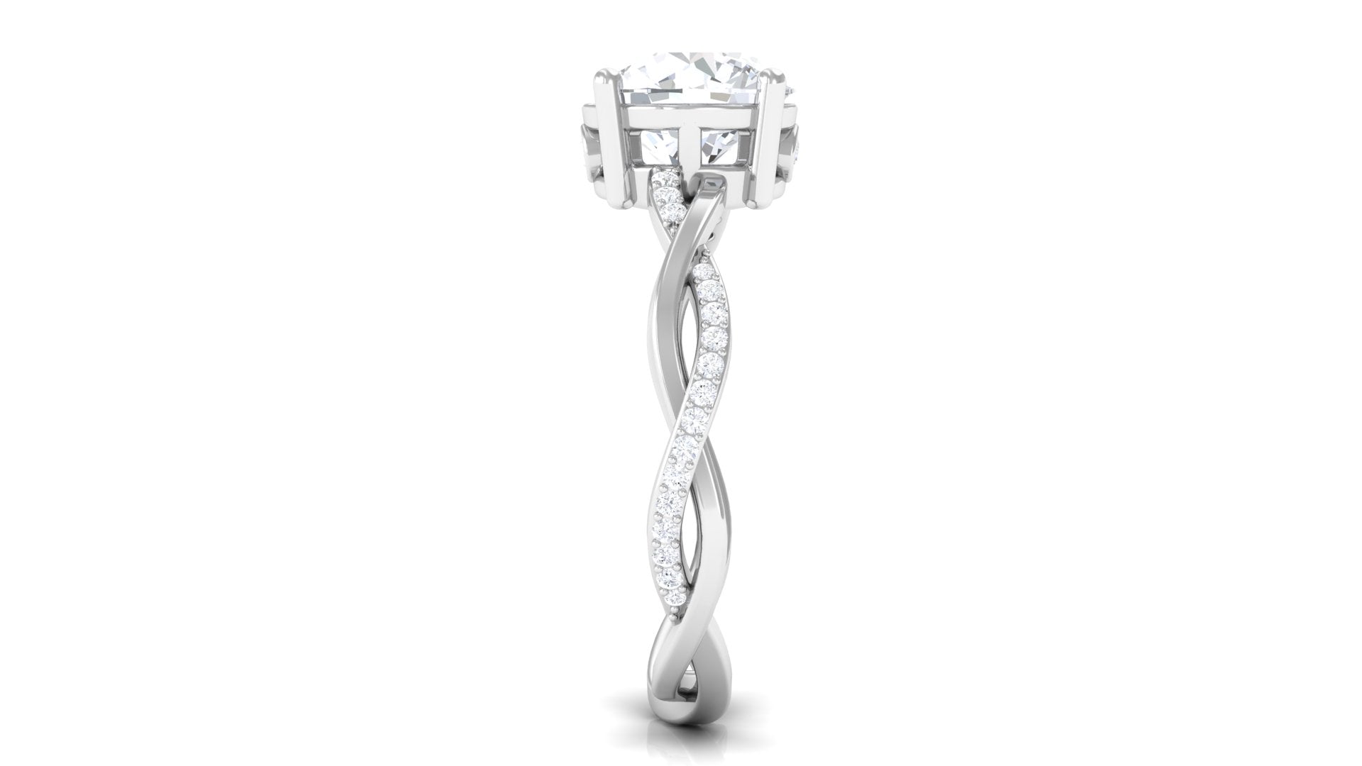 Rosec Jewels-2.25 CT Round Cut Solitaire Moissanite Braided Ring in Prong Setting and Hidden Style