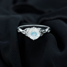 Solitaire Moonstone Celtic Engagement Ring in 6 Prong Setting Moonstone - ( AAA ) - Quality - Rosec Jewels