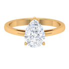 Rosec Jewels-10X7 MM Pear Cut Moissanite Solitaire Ring for Women in 3 Prong Setting